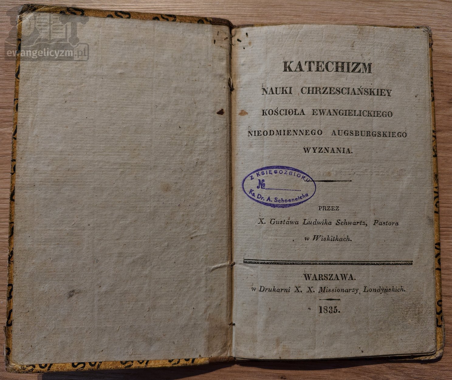 Katechizm nauki chrzesciańskiey Kościoła Ewangielickiego Nieodmiennego Augsburskiego Wyznania.
