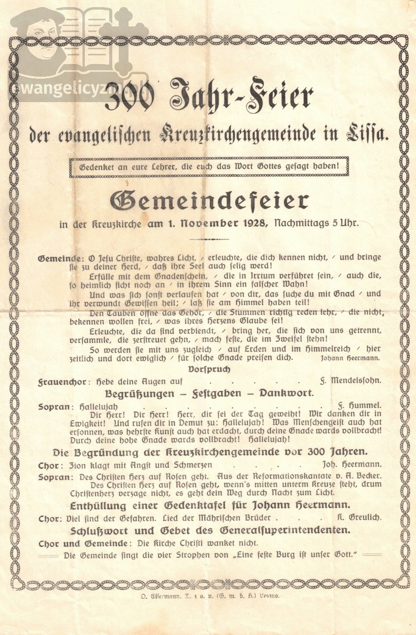 "300 Jahr - Feier der evangelischen Kreuzkirchengemeinde in Lissa"