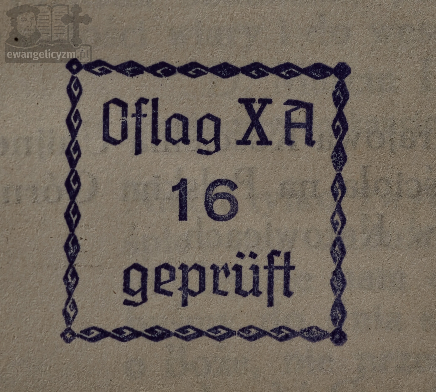 "Nowy śpiewnik ewangelicki czyli Kancjonał dla zborów Unijnego Ewangelickiego Kościoła", 1931 rok, pieczęć Oflagu XA