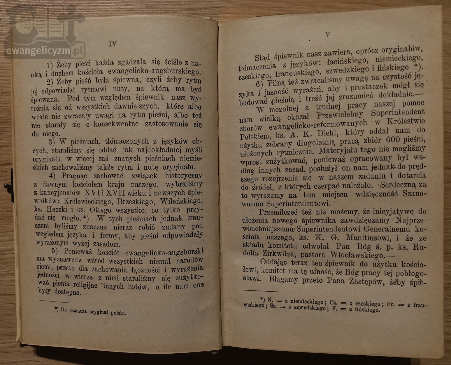 "Śpiewnik dla Kościoła Ewangelicko-Augsburskiego w Królestwie Polskiem.", 1900 rok, przedmowa