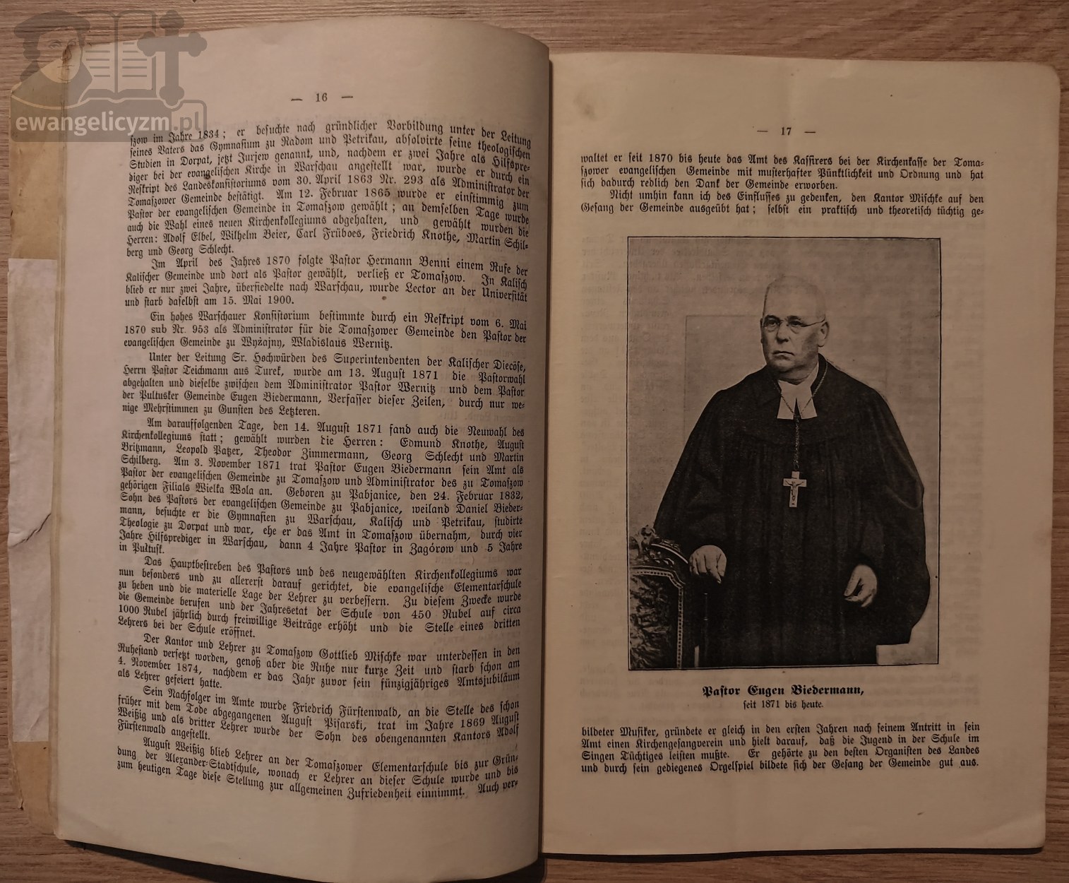 "Kurzer Abriss der Geschichte der Tomaszower Evangelisch-Augsburgischen Gemeinde nebst Rechenschafts-Bericht über den Bau der neuen „Erlöser”-Kirche in Tomaszow", fragment książki