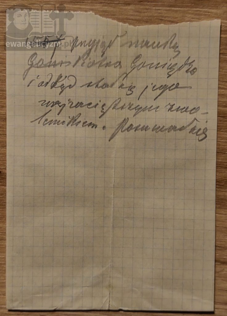 "Różnowiercy polscy. szkice obyczajowe i literackie", luźna kartka robocza z zapiskami ks. Schoeneicha