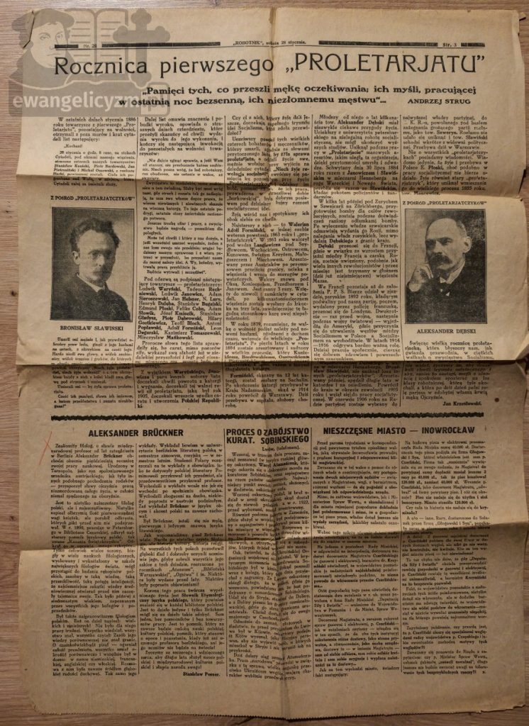 Wycinek z "Robotnika" z dnia 28 stycznia 1928 roku, załączony do "Różnowierców polskich"