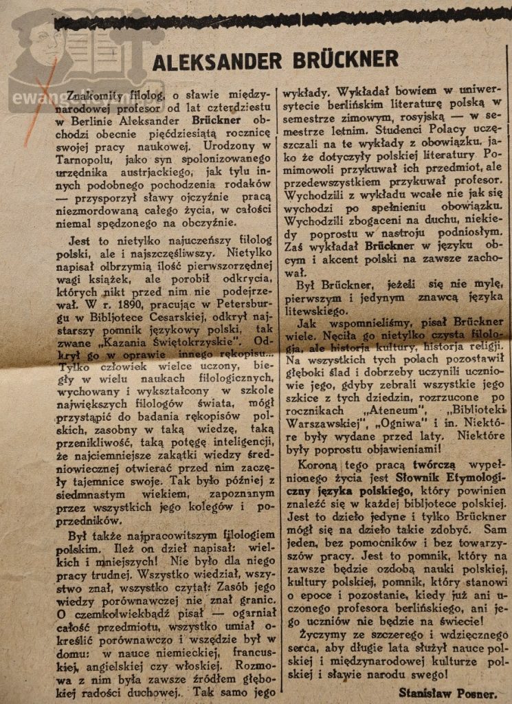 Wycinek z "Robotnika" z dnia 28 stycznia 1928 roku, załączony do "Różnowierców polskich"
