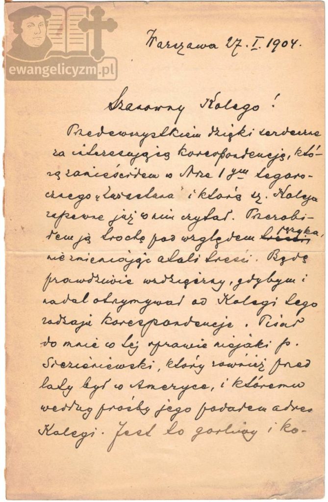 List ks. Juliusza Bursche do ks. Karola Władysława Strzelca