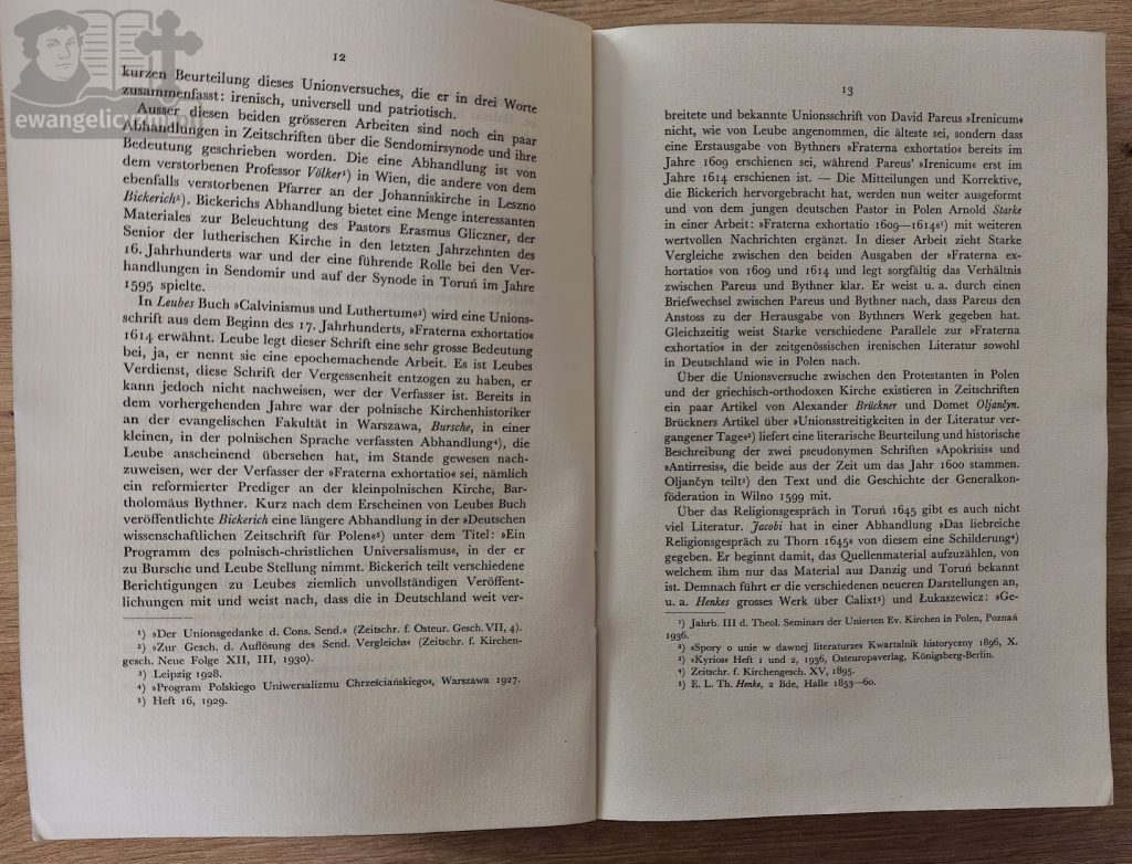 "Ökumenische Bestrebungen unter den polnischen Protestanten bis zum Jahre 1645", wstęp