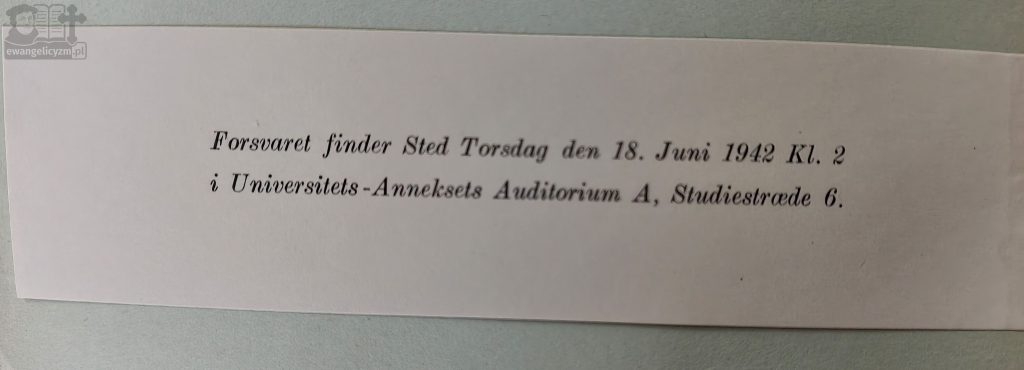"Ökumenische Bestrebungen unter den polnischen Protestanten bis zum Jahre 1645", zawiadomienie o terminie obrony rozprawy doktorskiej