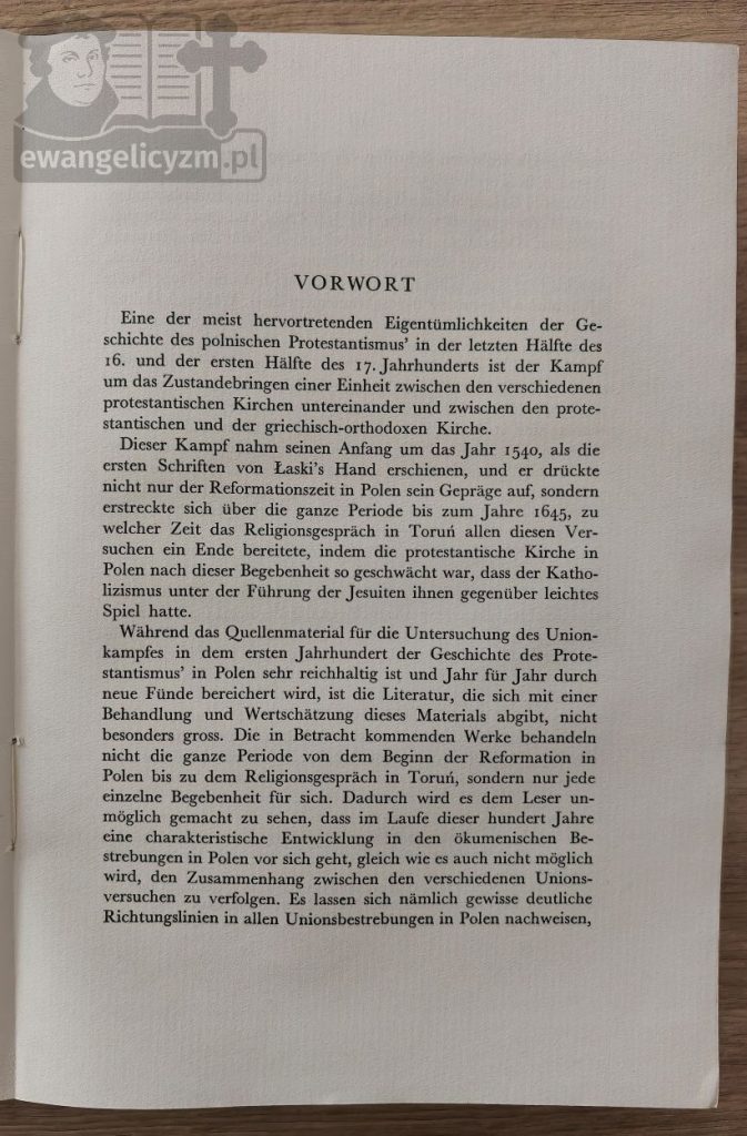 "Ökumenische Bestrebungen unter den polnischen Protestanten bis zum Jahre 1645", wstęp